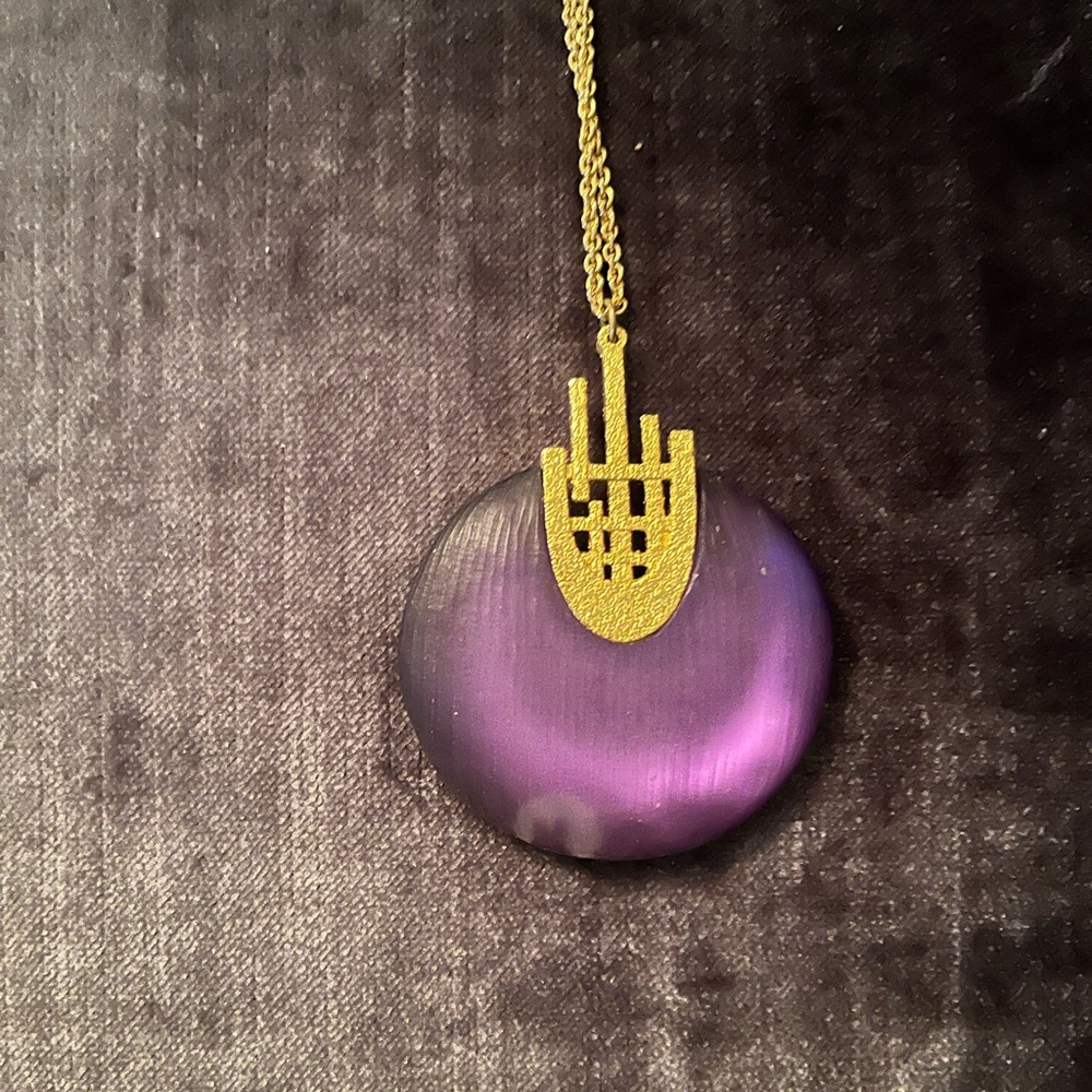 Rare Alexis Bittar purple lucite pendant necklace - Picture 2 of 5